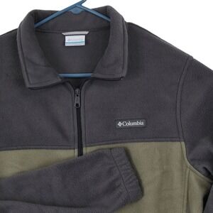 Columbia Mount Grant Fleece Full Zip Jacket Mens Large Gray Olive Regular Fit